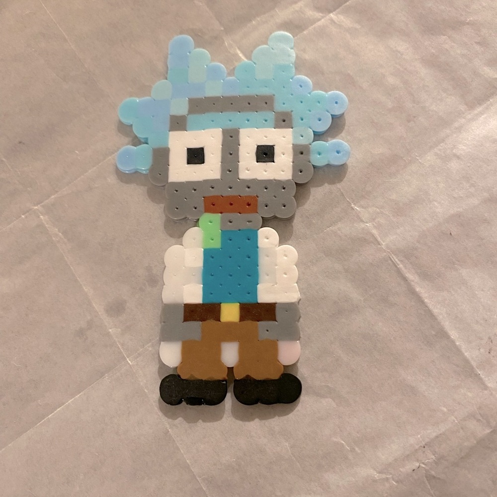 Rick and Morty Perler beads key chain
